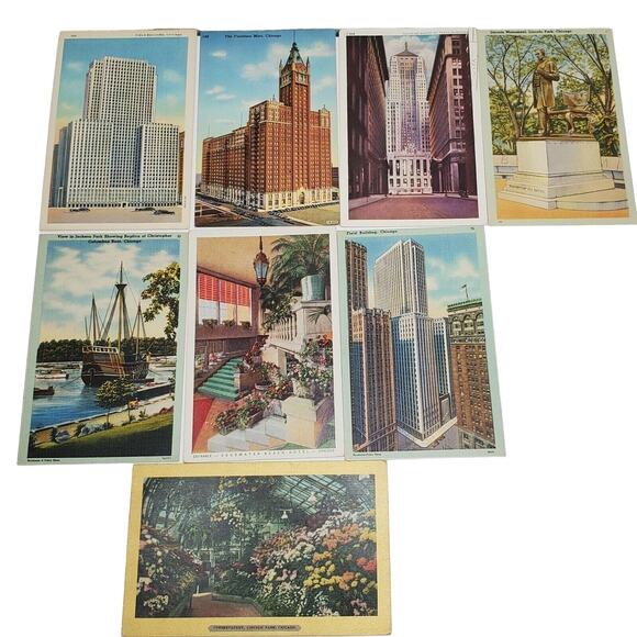 17 Chicago Postcard Lot Monument Edgewater Hotel Field Building Variety - Picture 1 of 10